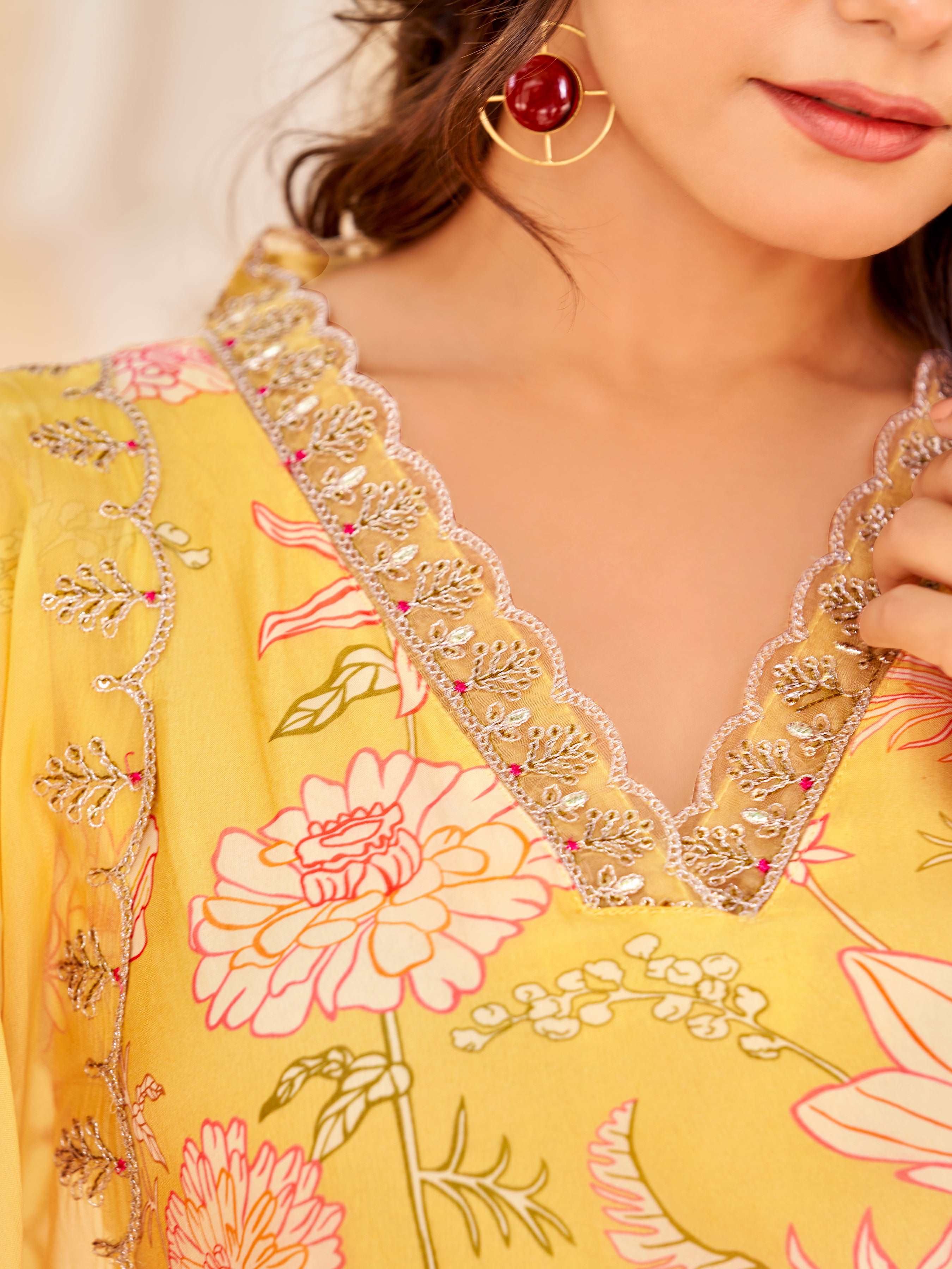 Designer Straight Kurta, Pants, and Dupatta Ensemble