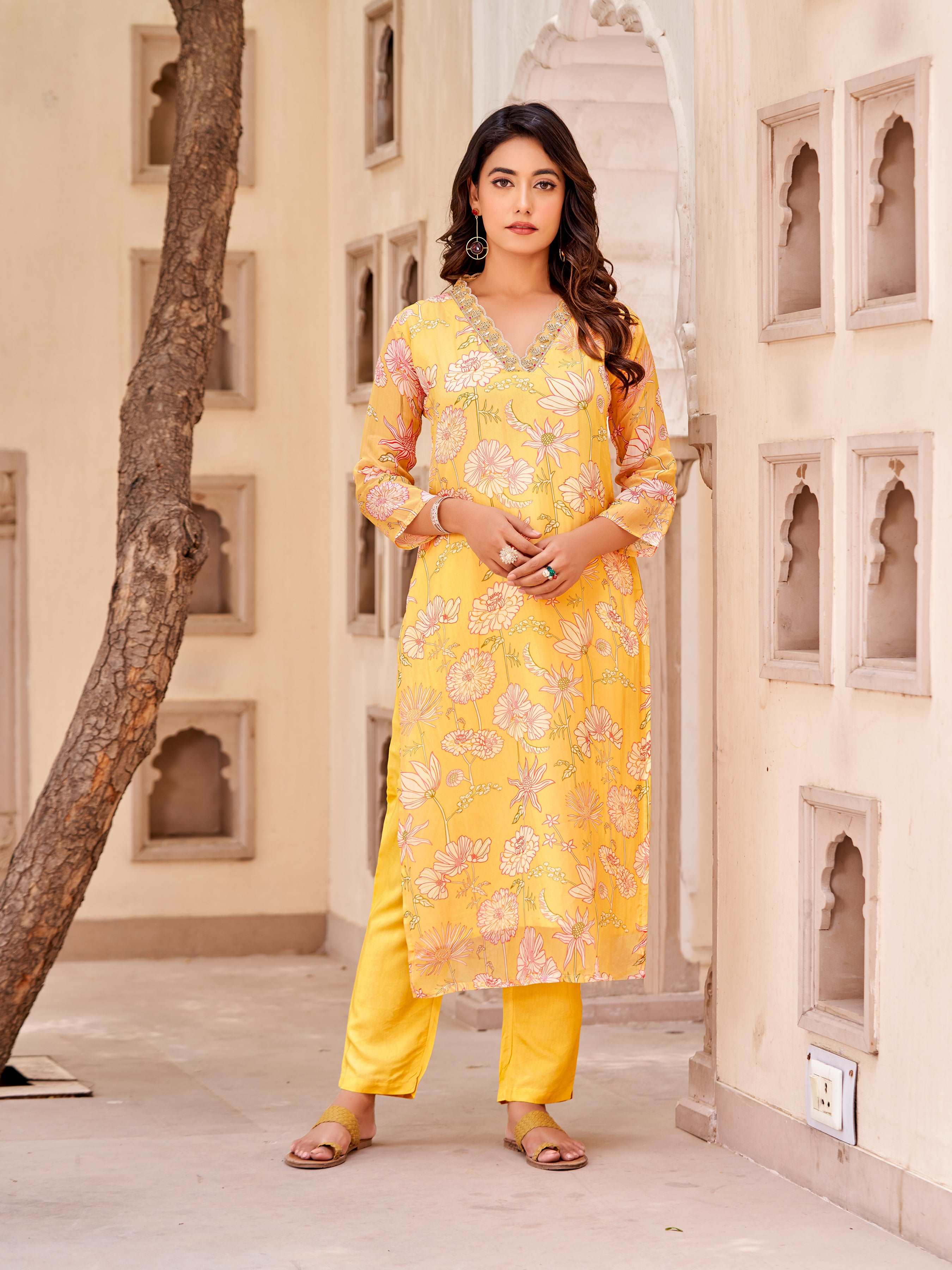 Designer Straight Kurta, Pants, and Dupatta Ensemble