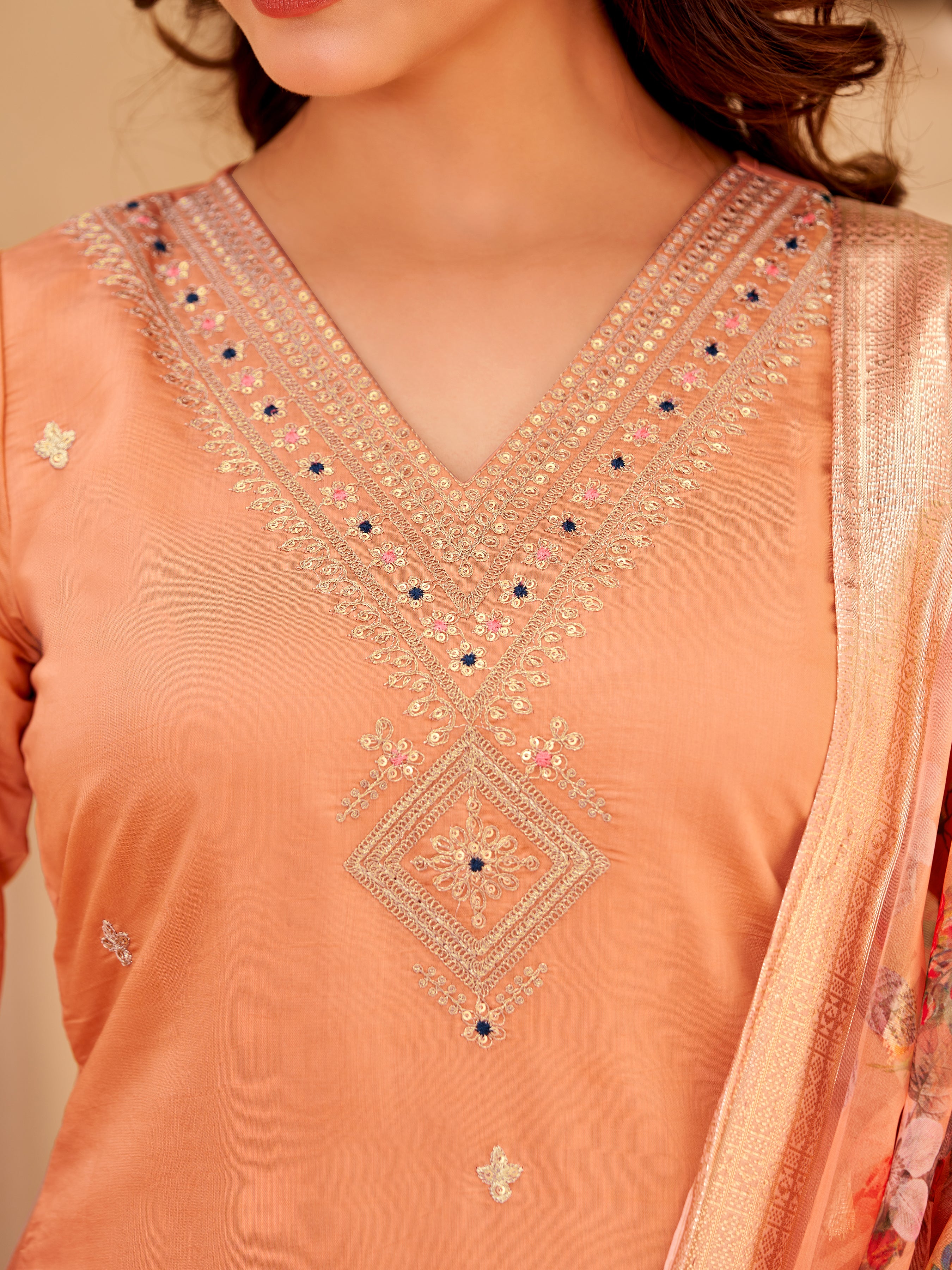 Traditional Embroidered Kurta Set with Dupatta