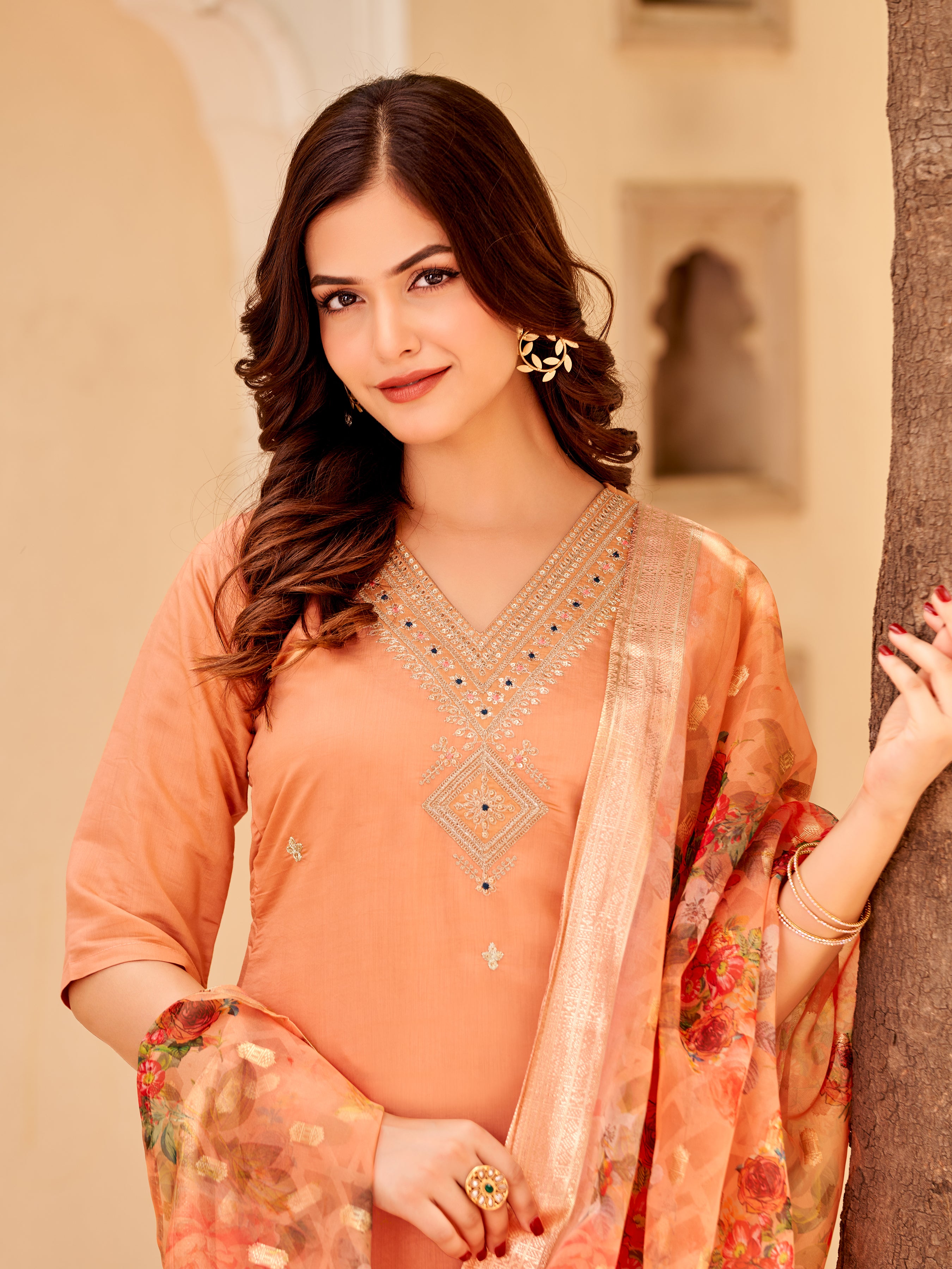 Traditional Embroidered Kurta Set with Dupatta