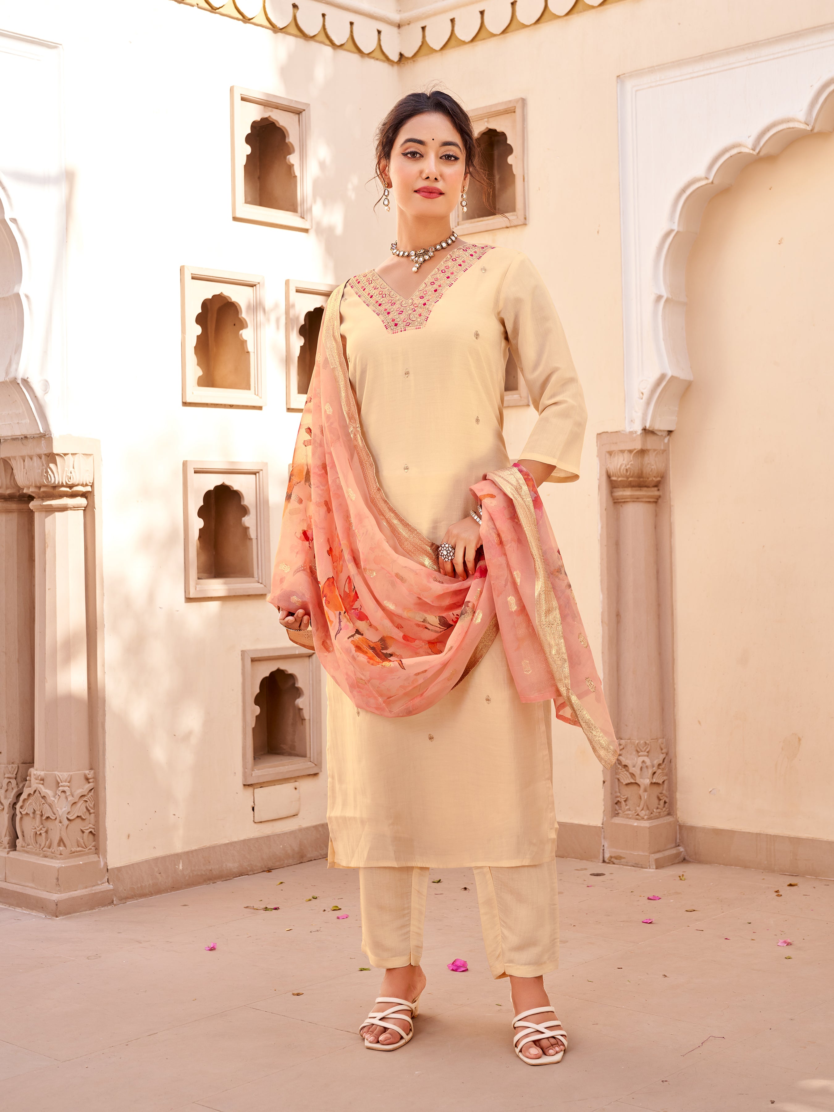 Beautiful Embroidery Straight Kurta with Dupatta