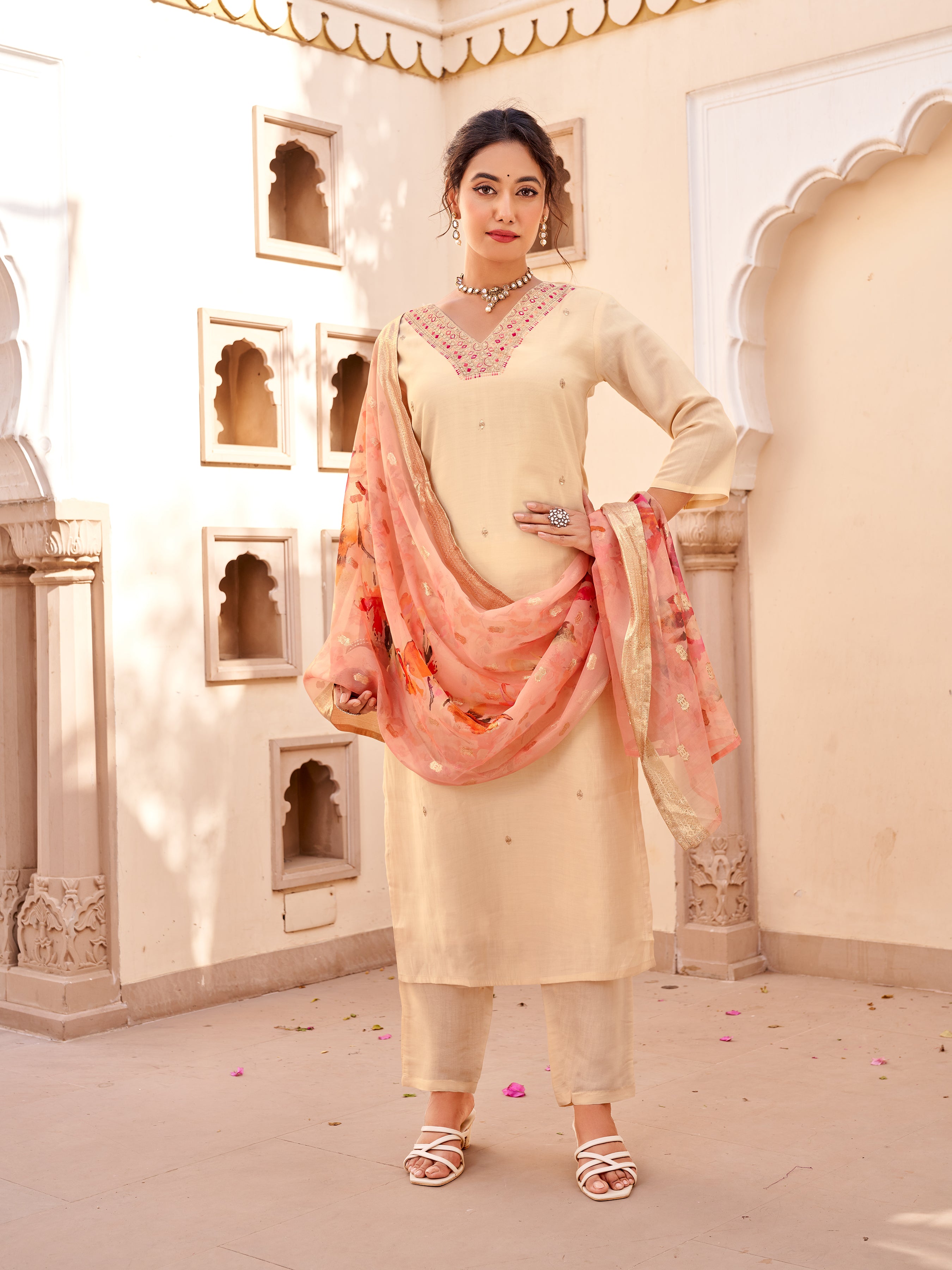 Beautiful Embroidery Straight Kurta with Dupatta