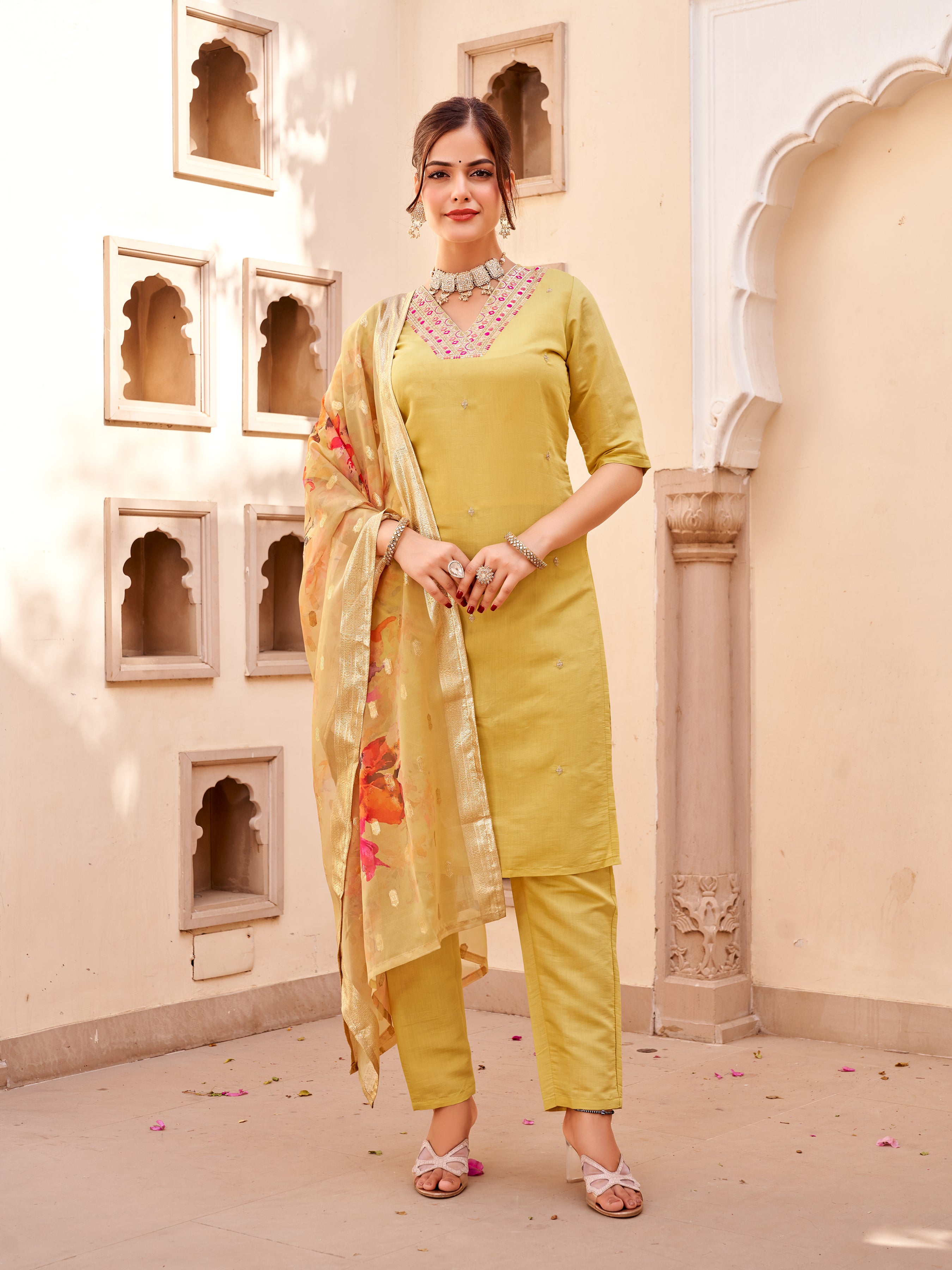 Beautiful Embroidery Straight Kurta with Dupatta