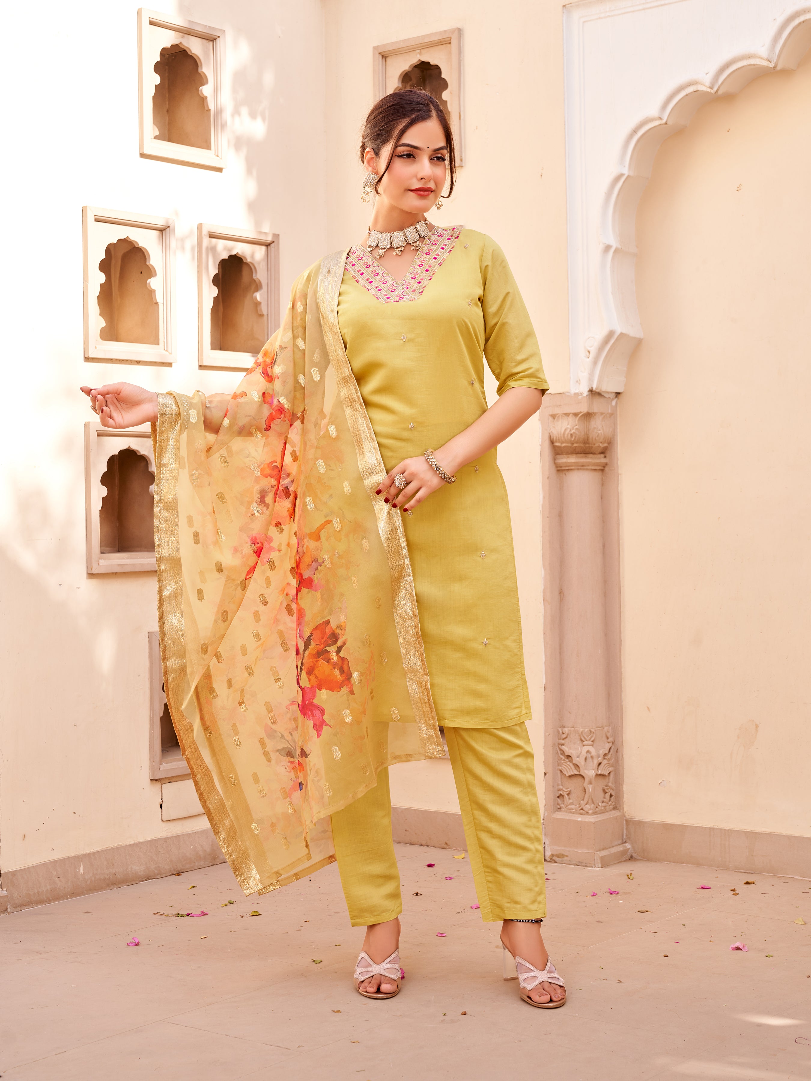 Beautiful Embroidery Straight Kurta with Dupatta