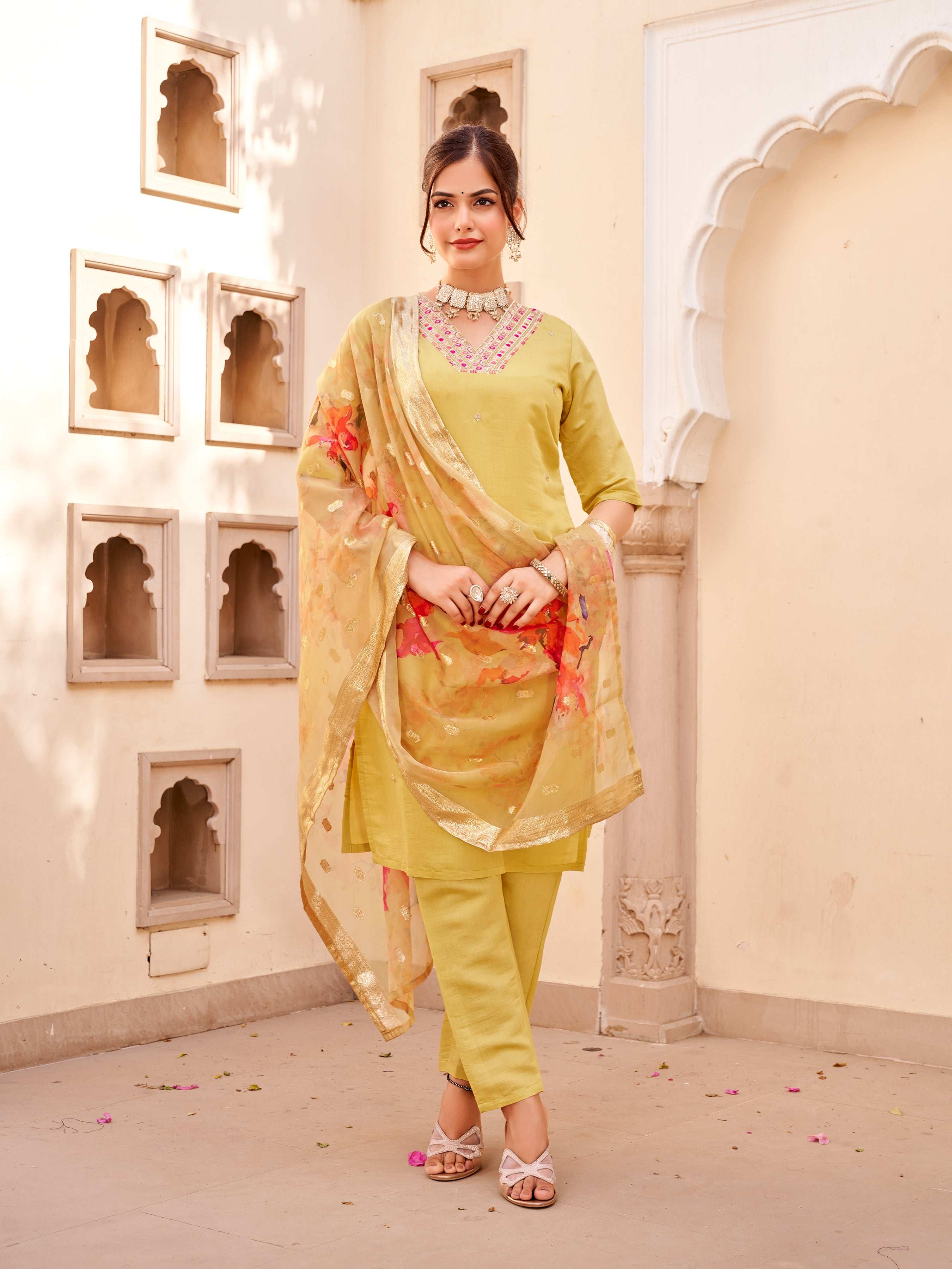 Beautiful Embroidery Straight Kurta with Dupatta