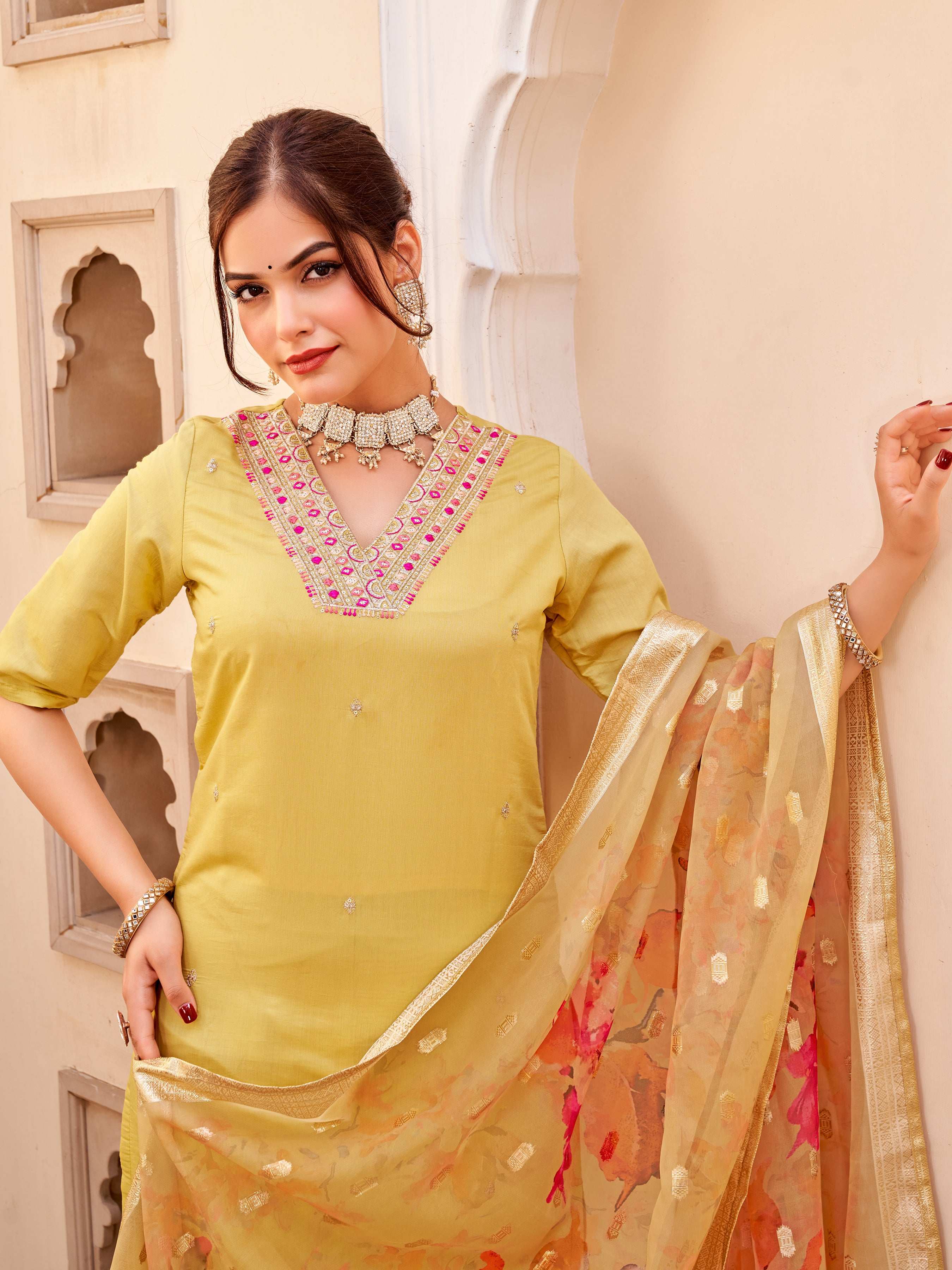 Beautiful Embroidery Straight Kurta with Dupatta