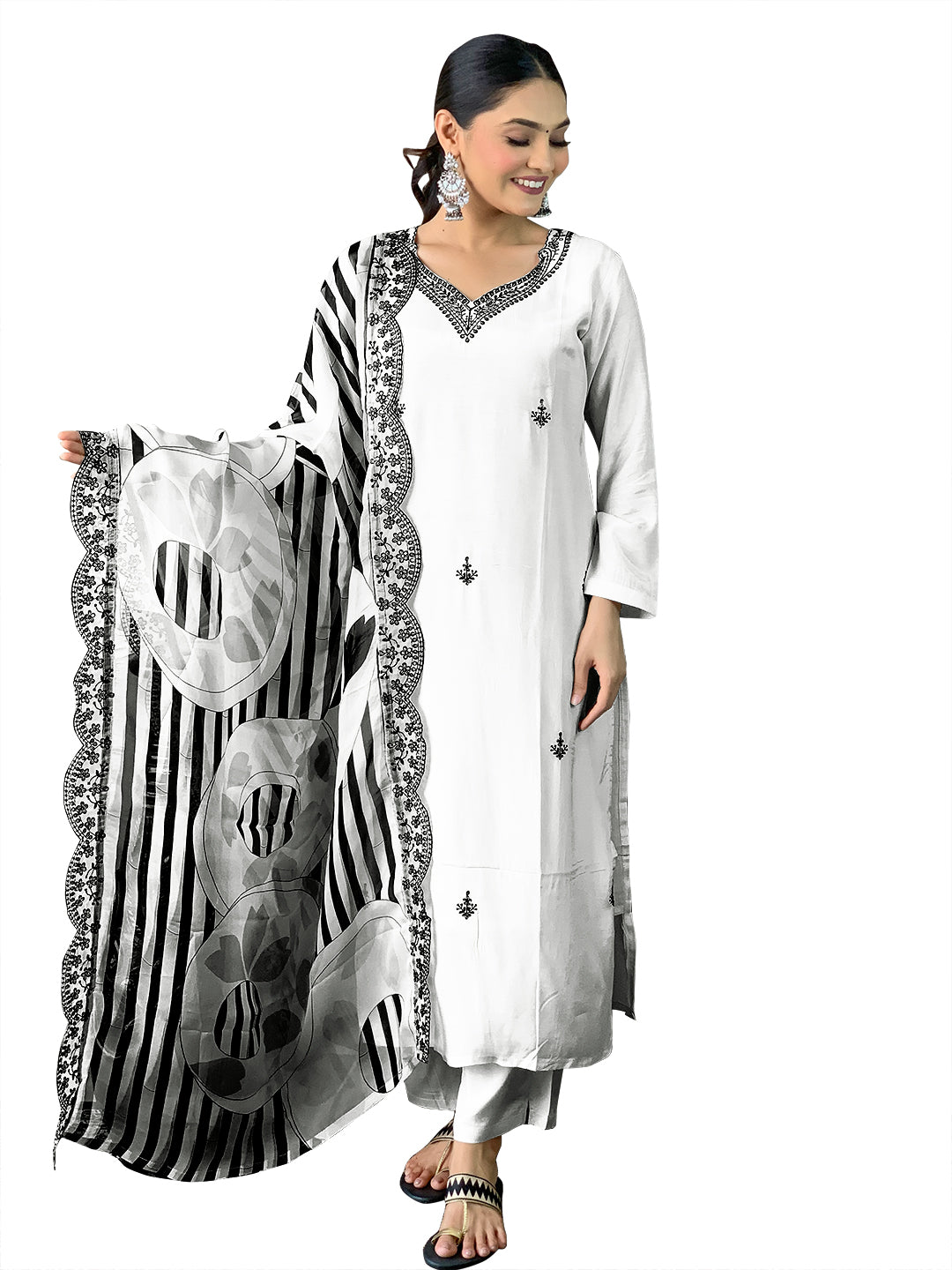 Classic Women's Kurta Set with Dupatta and Pants