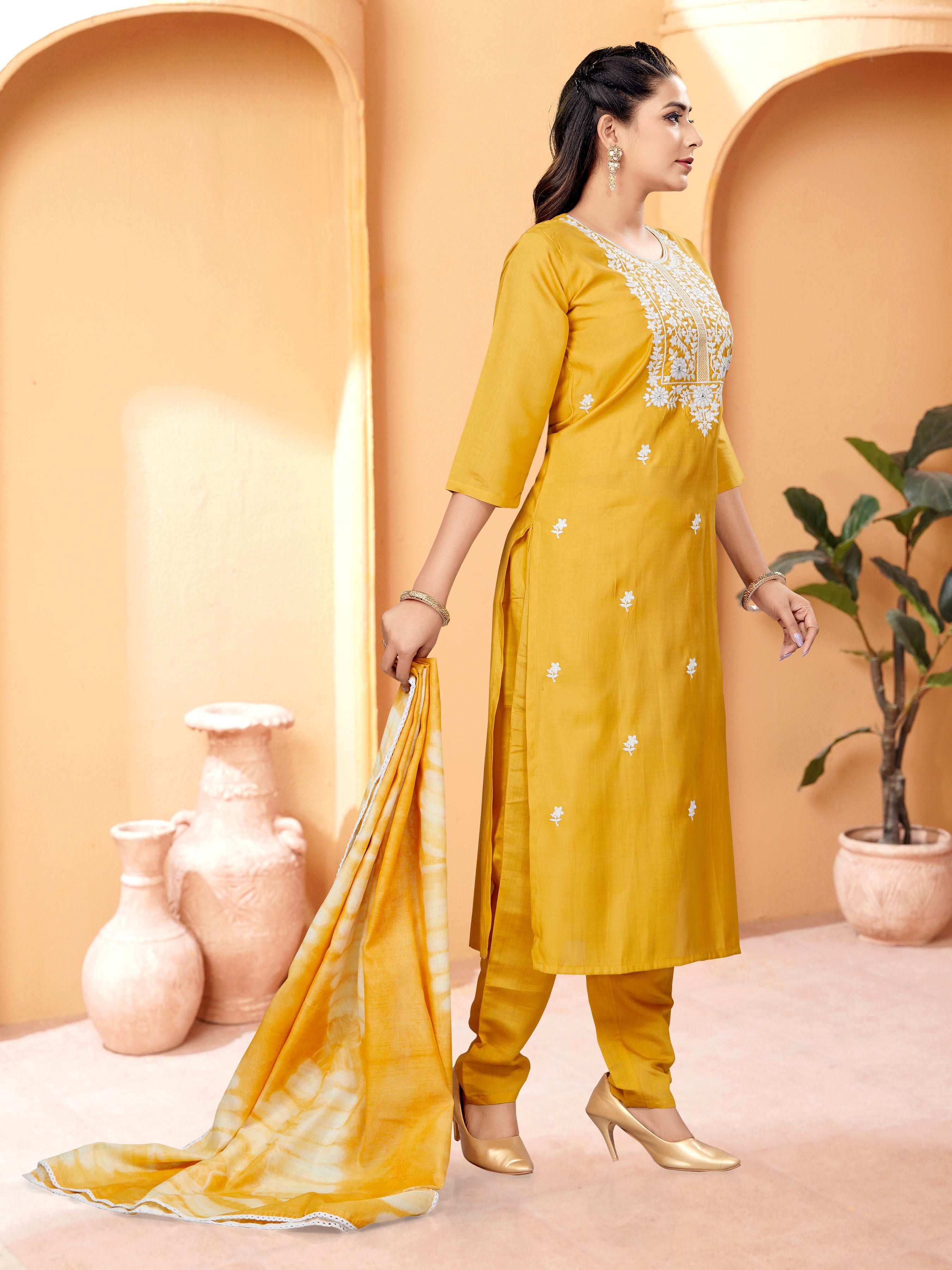 Embellished Straight Kurta Pant Set for Women